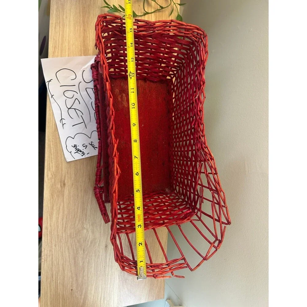Vintage Red Wicker Sleigh Sled Basket Christmas / Winter Decor